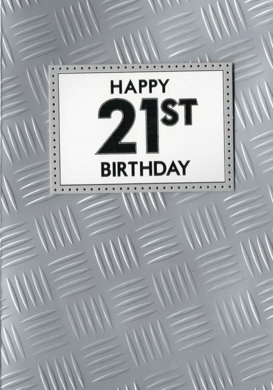 Embossed metal- 21st age male birthday card. Retail $4.49. Inside: Today is just the beginning of another amazing year for you... | 6127 | 255844