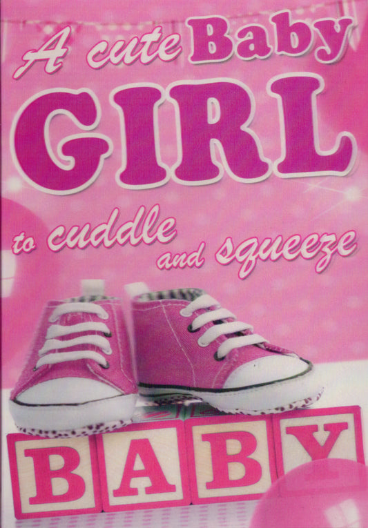 3D Pink baby booties Blank Greeting Card Retail $3.99. Inside: Blank | 6396 | 255846