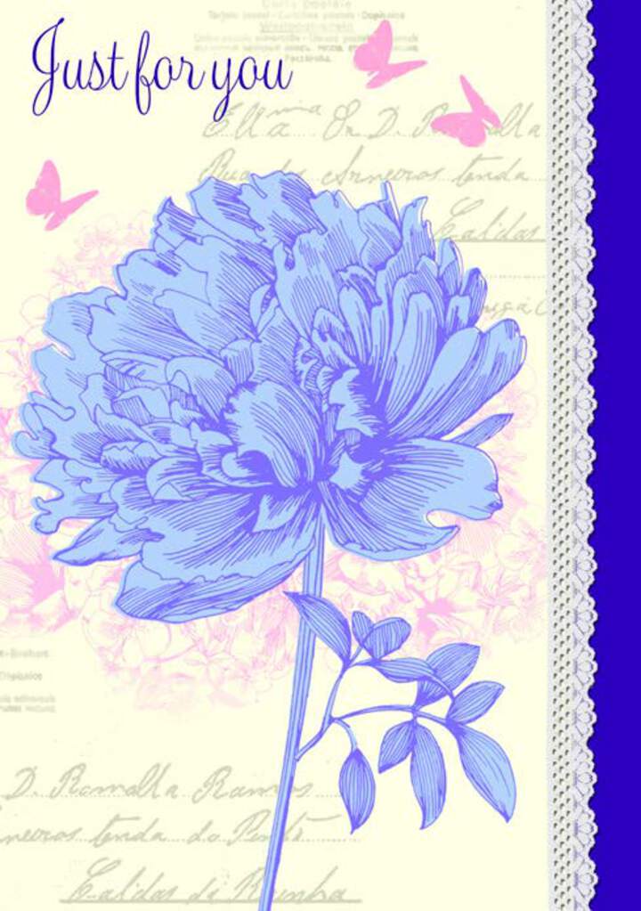 Big blue flower- Female birthday from the Casablanca collection. Retail $3.49. Inside:  Celebrate your special day. Happy birthday. 255847 PC-CA04