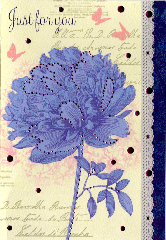 Big blue flower- Female birthday Greeting Card. Retail $3.49. Inside:  Celebrate your special day. Happy birthday. | PC-CA04 | 255847