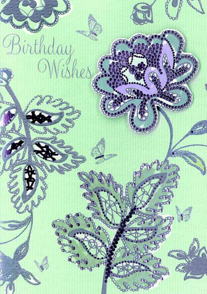 Purple flower- Female birthday from the Casablanca collection. Retail $3.49. Inside: For a perfectly wonderful day. With love. 255848 PC-CA05