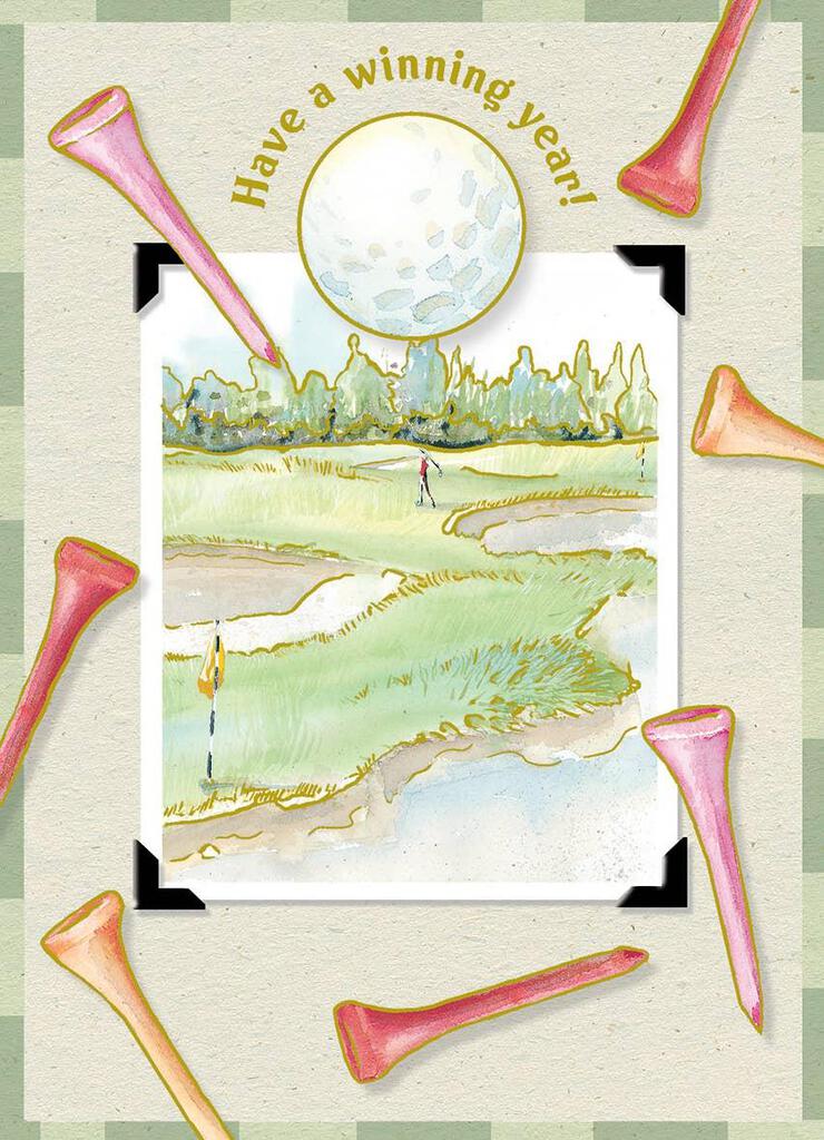 Golf tee and golf ball themed embossed die cut male birthday card by Carol Wilson. Inside Wishing you an enjoyable day! Retail 4.25 255875 CRG1067