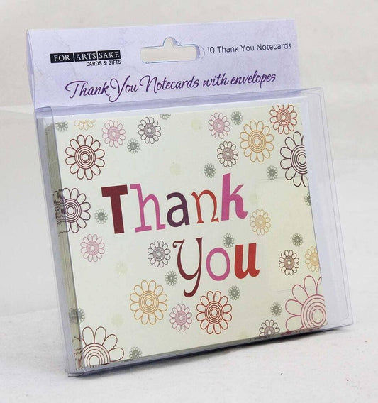 For Arts Sake Modern Floral Flower Gift Thank You 4x5 Blank Cards Boxed Notecard Set With 10 Envelopes. BTY0008 | 255911