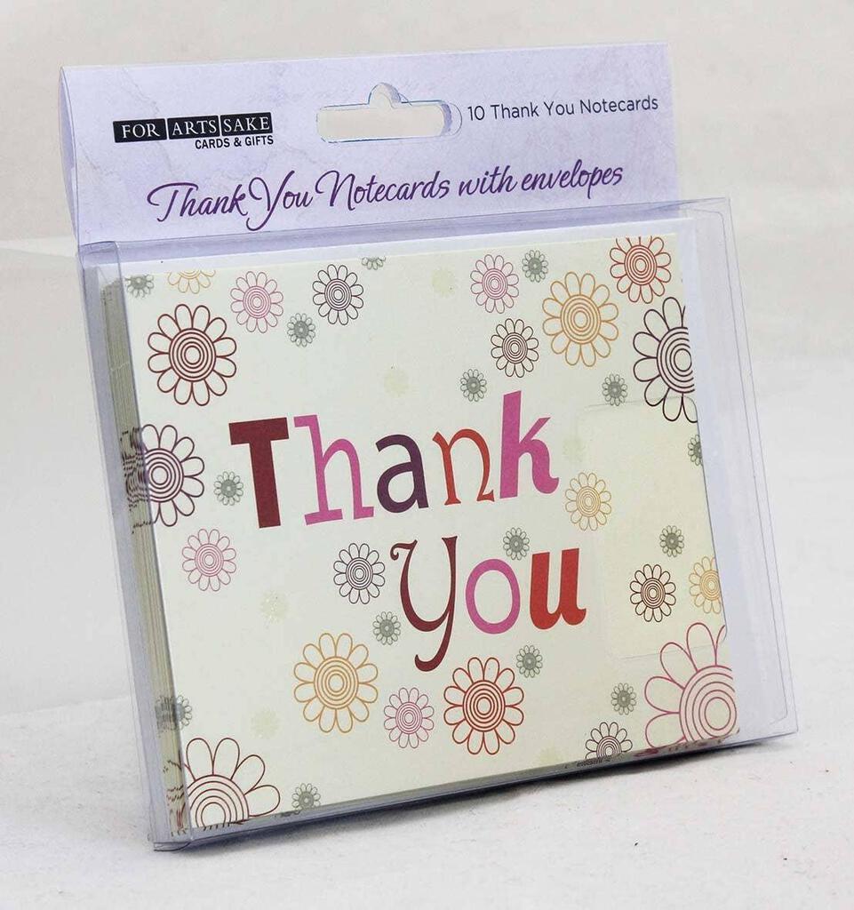 For Arts Sake Modern Floral Flower Gift Thank You 4x5 Blank Cards Boxed Notecard Set With 10 Envelopes. BTY0008