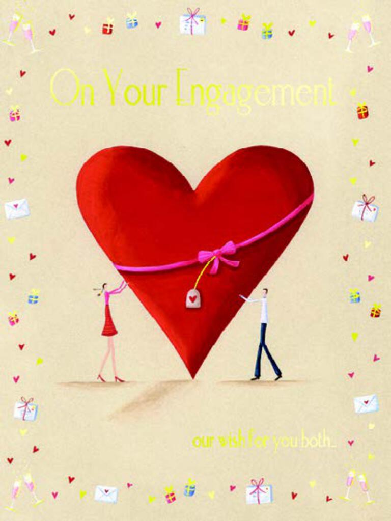 Engagement greeting card Retail $3.49  Inside: Love and lots of it! Congratulations. 255938 04855A