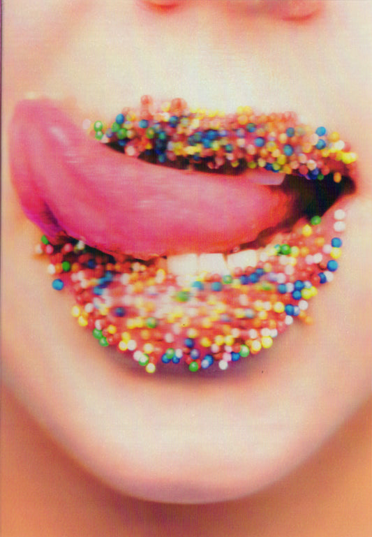 3D Sprinkles on lips Blank Greeting Card Retail $3.99. Inside: Blank | 05258A | 255940