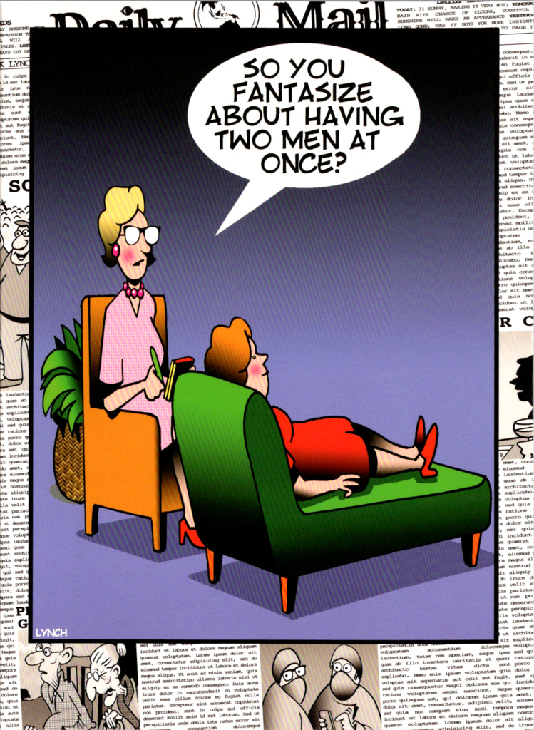 Therapist Humor Birthday by Mark Lynch- Retail $3.90 Inside: Yes one vacuuming and the other ironing. Happy Birthday! 5x7 Greeting Card | 6814 | 255966