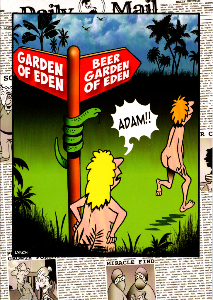 Garden of Eden Humor Birthday by Mark Lynch- Retail $3.90 Inside: Happy Birthday! 5x7 Greeting Card | 8000 | 255983