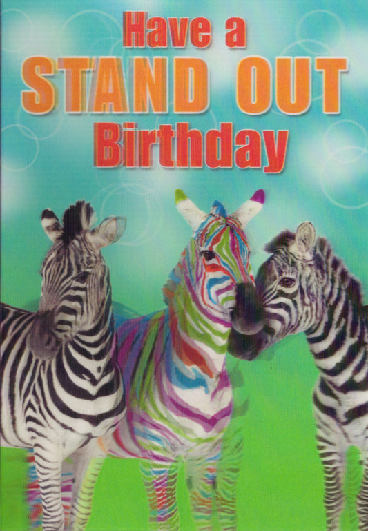 3D Zebras Blank Greeting Card Retail $3.99. Inside: Blank | 6384 | 256007