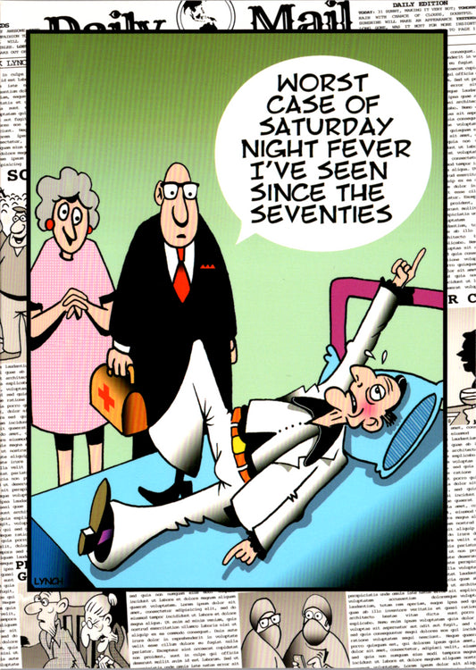 Sat Night Fever Get Well by Mark Lynch- Retail $3.90 Inside: Get well soon! 5x7 Greeting Card | 8011 | 256010