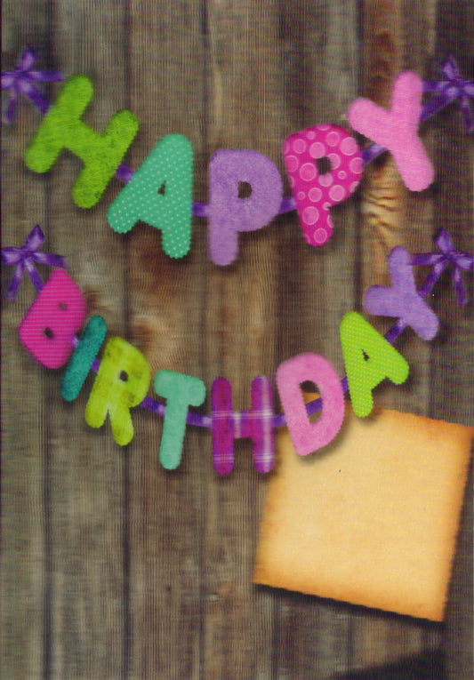 3D Birthday banner Blank Greeting Card Retail $3.99. Inside: Blank | 5676 | 256021