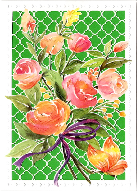 Peach floral themed laser cut embossed card. Blank inside. embossed die-cut envelope.  Retail $4.99 | CRG0128 | 256071