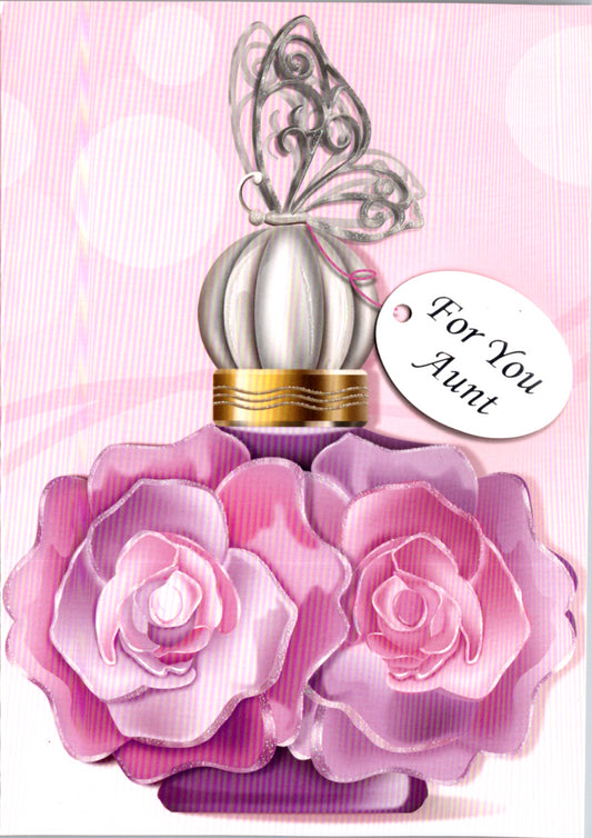 Perfume bottle- Aunt family birthday card. Retail $2.99. Inside: Happy Birthday to my special aunt on her... | 6949 | 256080