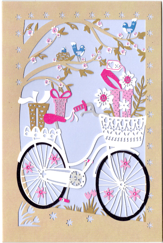 Bicycle themed Birthday card Retail $3.99. Inside: Wishing you a very Happy Birthday. | 7398 | 256084
