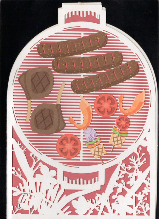 BBQ themed Birthday card Retail $3.99. Inside: Wishing you a lovely birthday. | 7410 | 256134