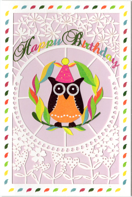 Owl themed Birthday card Retail $3.99. Inside: Blank inside. | 7397 | 256143