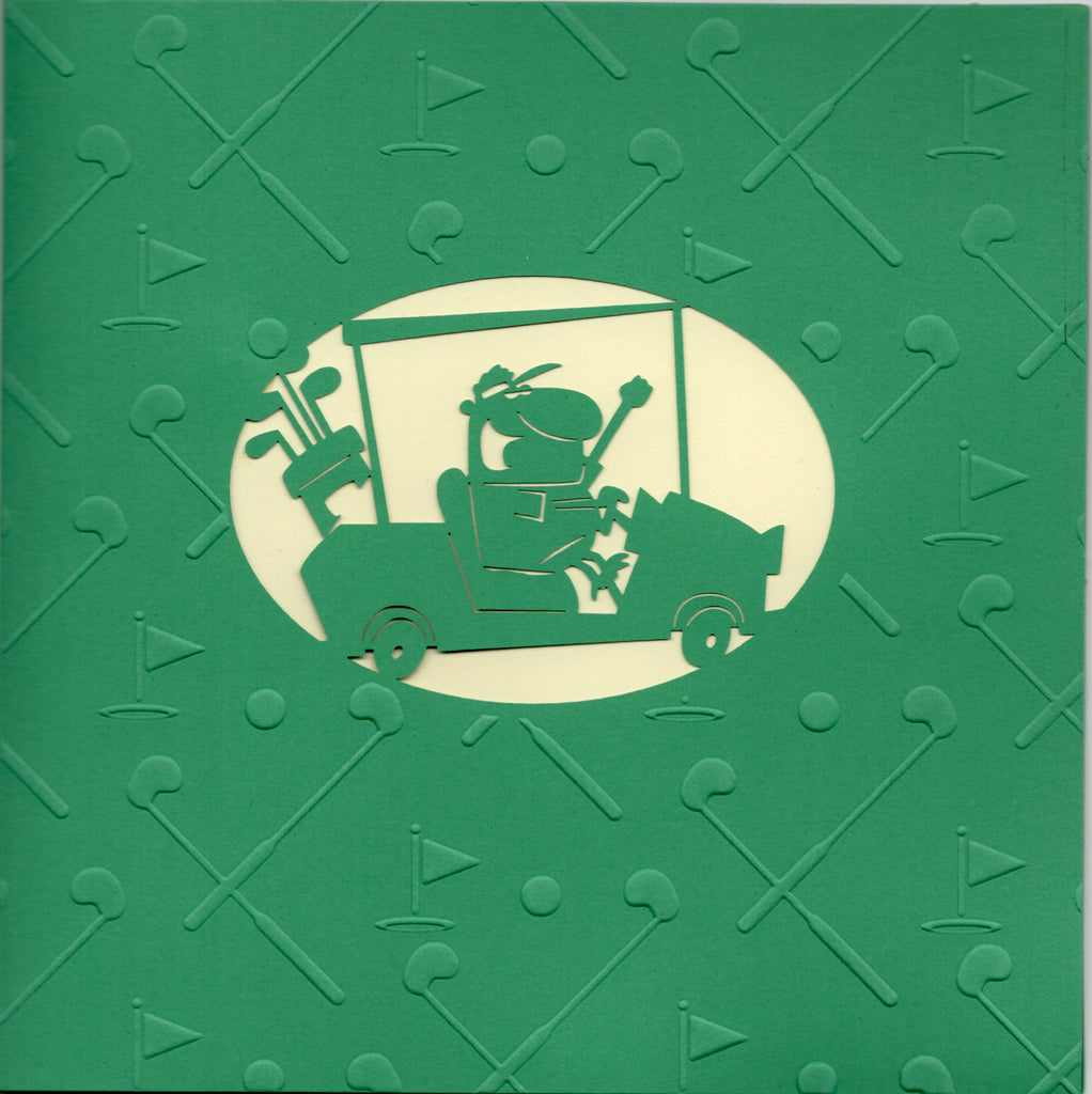 Pop up golf ball on tee embossed 6x6 Pop-Up Greeting Card by Carol Wilson. Inside: Blank. Retail $6.99 | CRG0054 | 256173