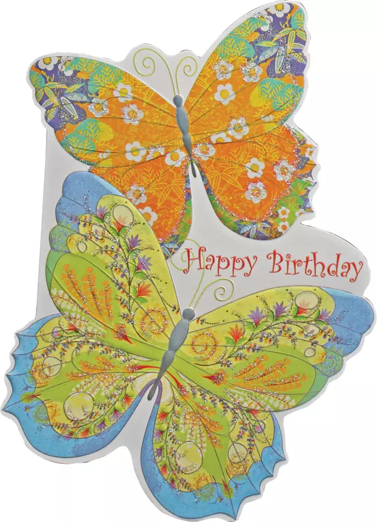 Two fluttering butterflies embossed die cut general birthday greeting card by Carol Wilson Inside You make the world a brighter place Retail $4.99  256187 CRG1658