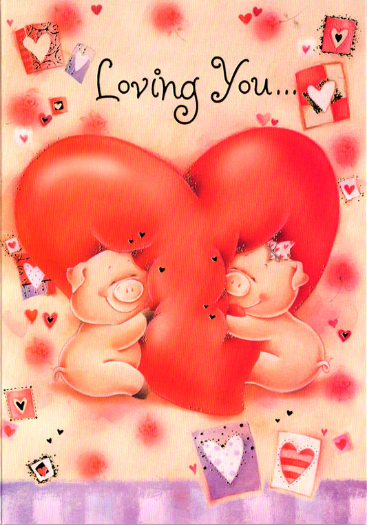 PIGS and HEART OUR ANNIVERSARY 5x7 Greeting Card | 04383A | 256198