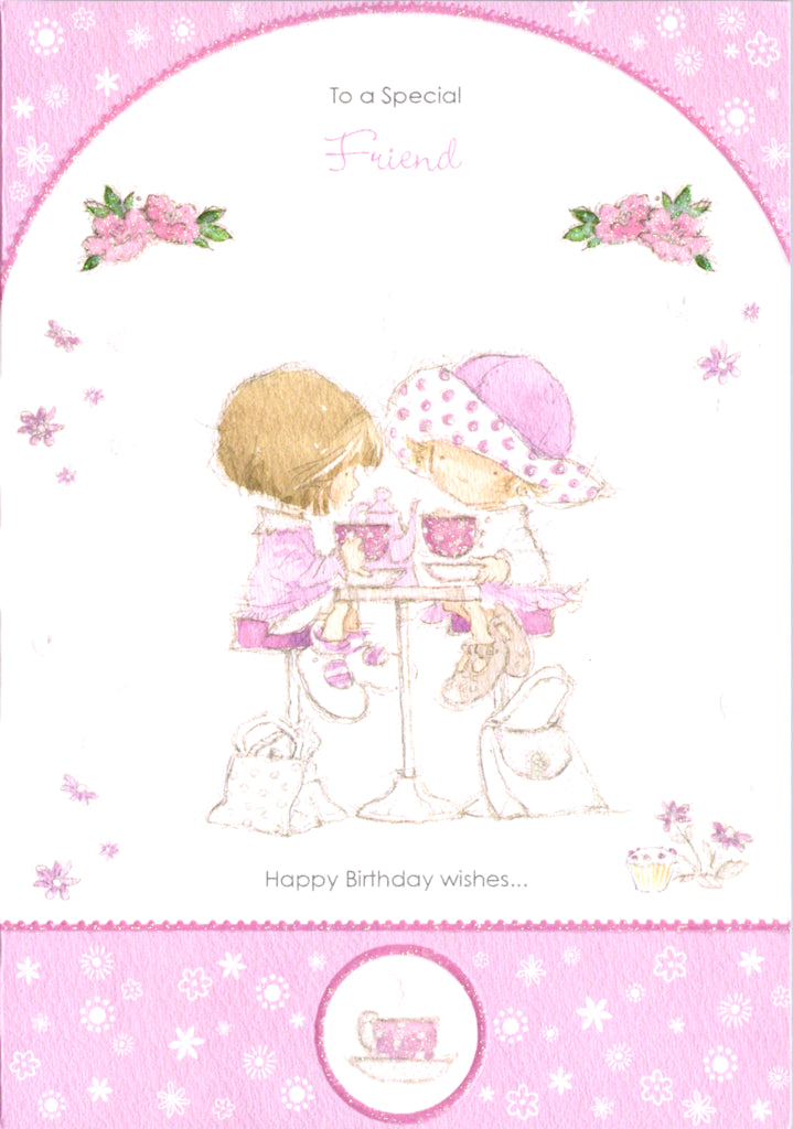 Girls in cafe- Female birthday card. Retail $3.49. Inside: A special friendship lasts through time... | 03945A | 256211