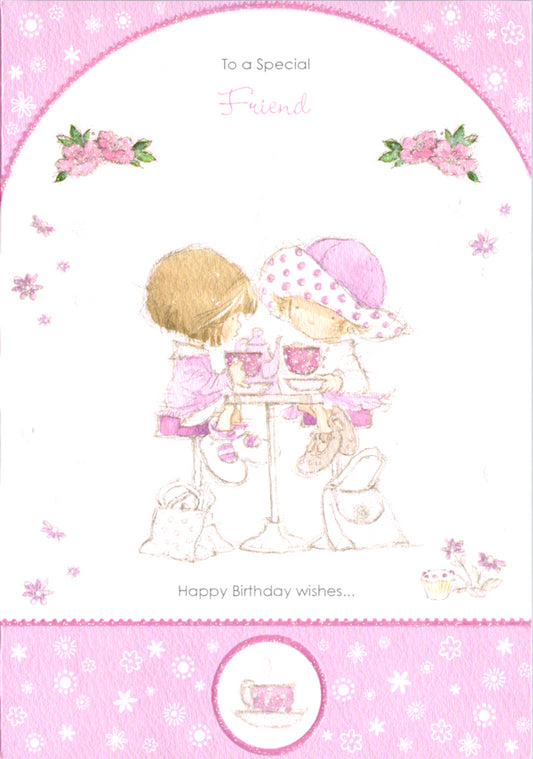 Girls in cafe- Female birthday card. Retail $3.49. Inside: A special friendship lasts through time... | 03945A | 256211