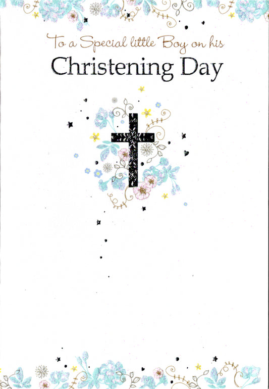 FORMAL CROSS CHRISTENING BOY 5x7 Greeting Card | 5625 | 256217