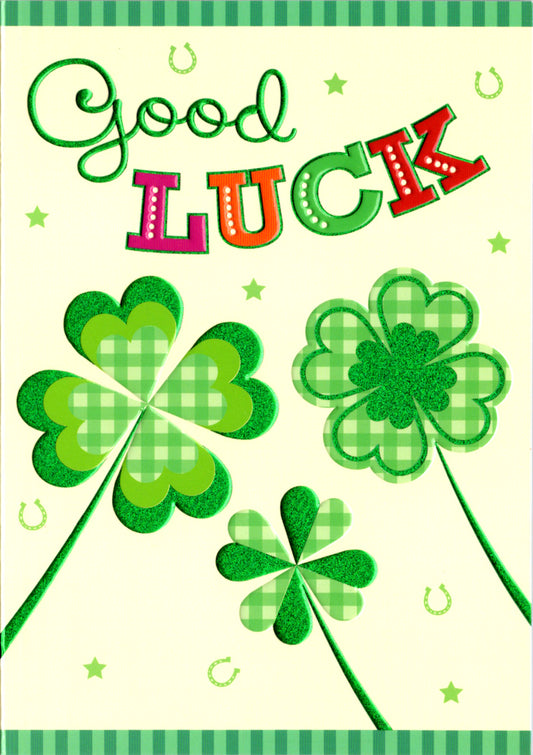 Clover patch- Good luck greeting card. Retail $2.99.  Inside: Wishing you good luck and prosperity in your future venture! | 8452 | 256219