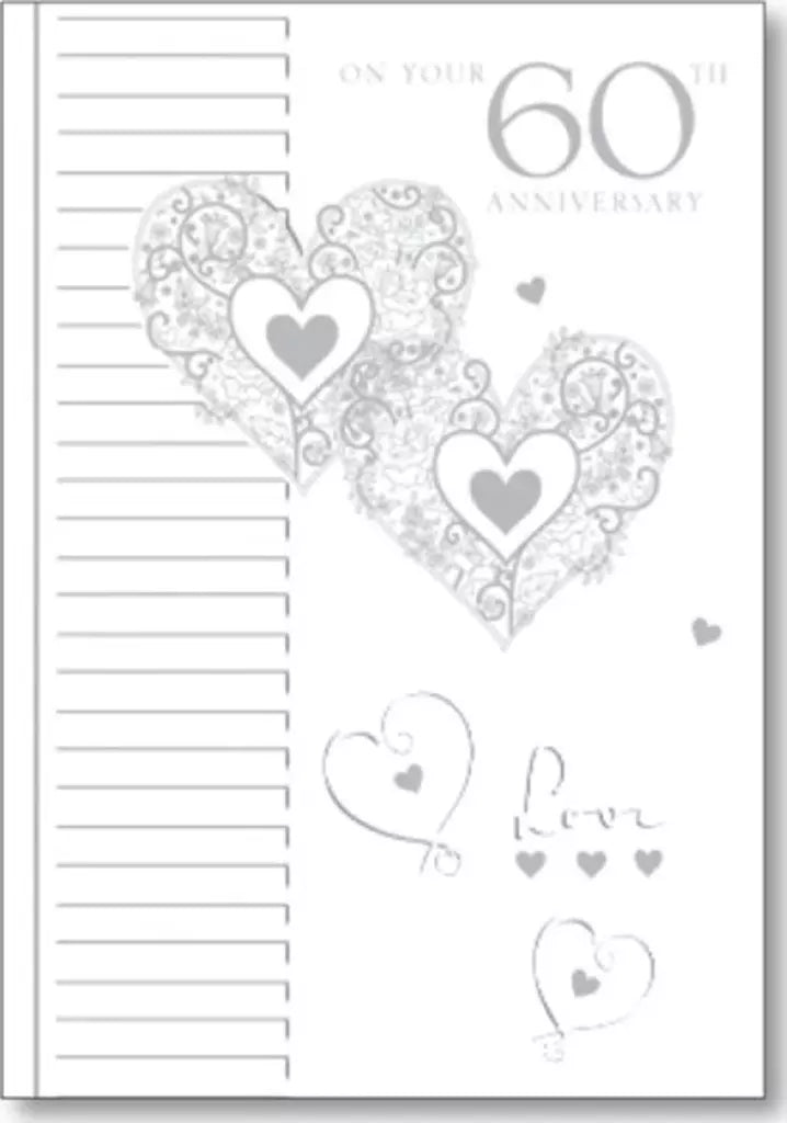 2 HEARTS - 60TH ANNIVERSARY Retail $2.99  Inside: Wishing you both every happiness... 5x7 Greeting Card 256337 04099A