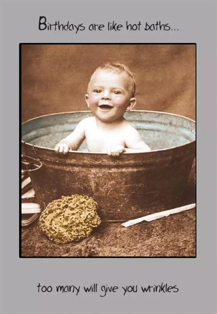 Boy in tub- Humor Birthday card from the Pigment collection. Retail $2.99. Inside: Happy Birthday. 256338 05106B
