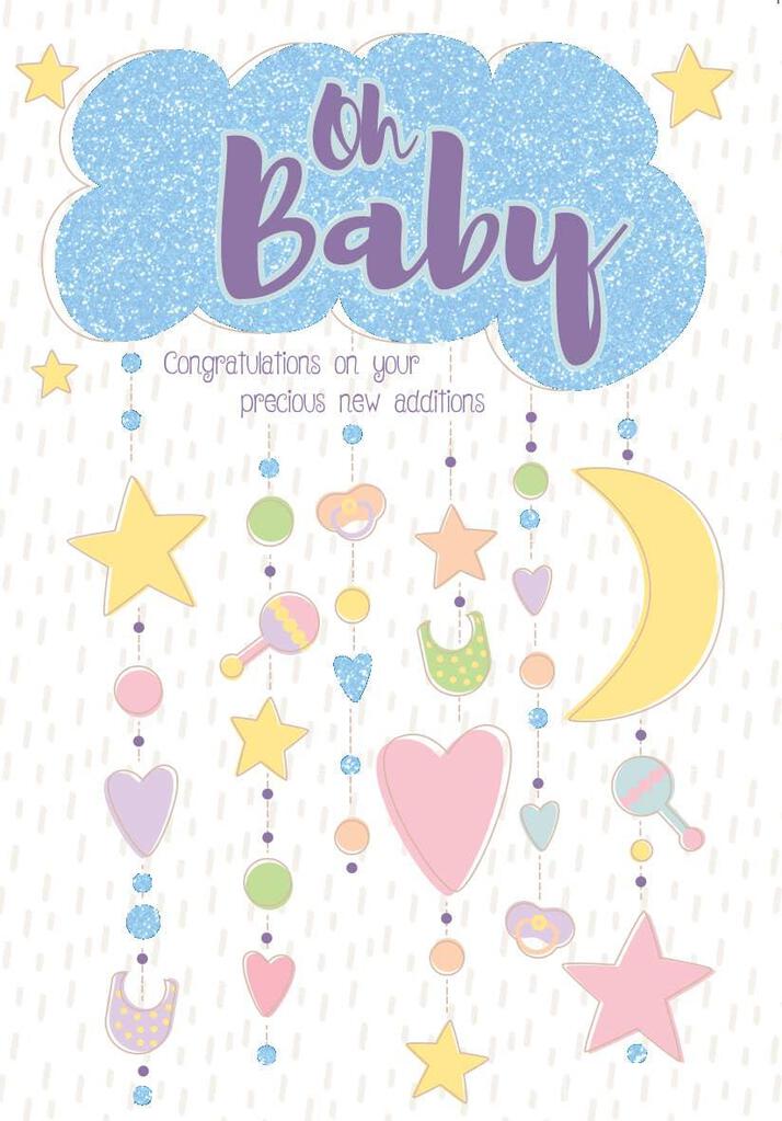 Twins new babies Retail $3.49  Inside: Congratulations on your precious new additions! 5x7 Greeting Card 256446 8594