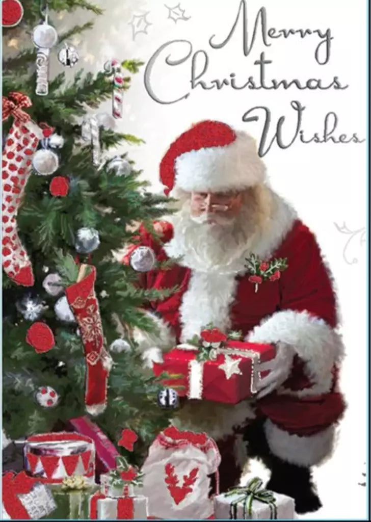 CHRISTMAS CARD-SANTA AT TREE WITH GIFTS Retail $3.99 Inside: The festive season is upon us... 256989 XC06487