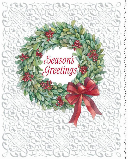 CHRISTMAS WREATH embossed die cut Christmas greeting card. Retail $4.25 Inside: Wishing you joy and happiness. 257067 CRGX0135