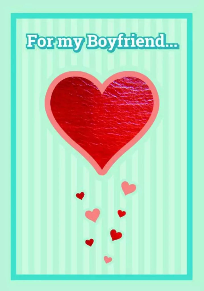 Red heart teal stripes- Boyfriend Valentine's greeting card. Retail $3.49. Inside: Forever is a long time but I wouldn't mind... 257157 V07689