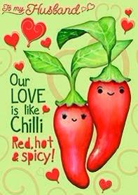 Red chili peppers-Husband- Valentine's greeting card. 3. Retail: $2.99. Inside: Happy Valentine's Day! Thanks for spicing... V07720
