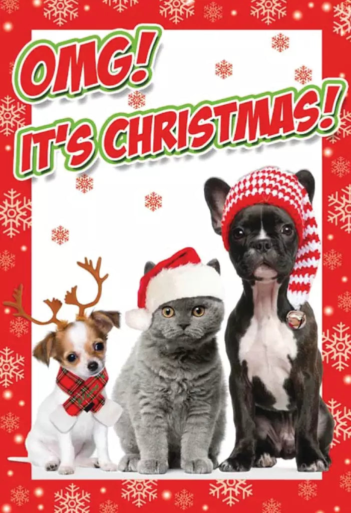 CHRISTMAS CARD 3D - OMG ITS CHRISTMAS ANIMALS Retail $3.99  Inside: Merry Christmas. 257176 X3D07214