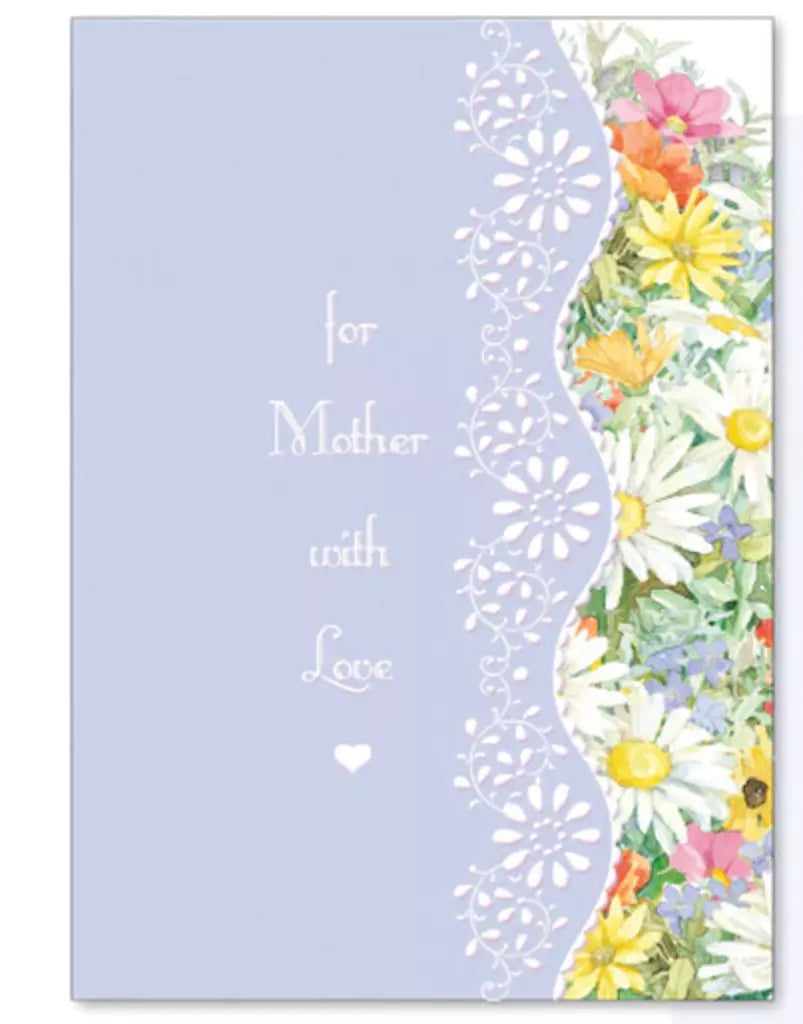 DAISIES ON PURPLE MOTHER'S DAY embossed greeting card. Retail $4.25 257314 CGM1314