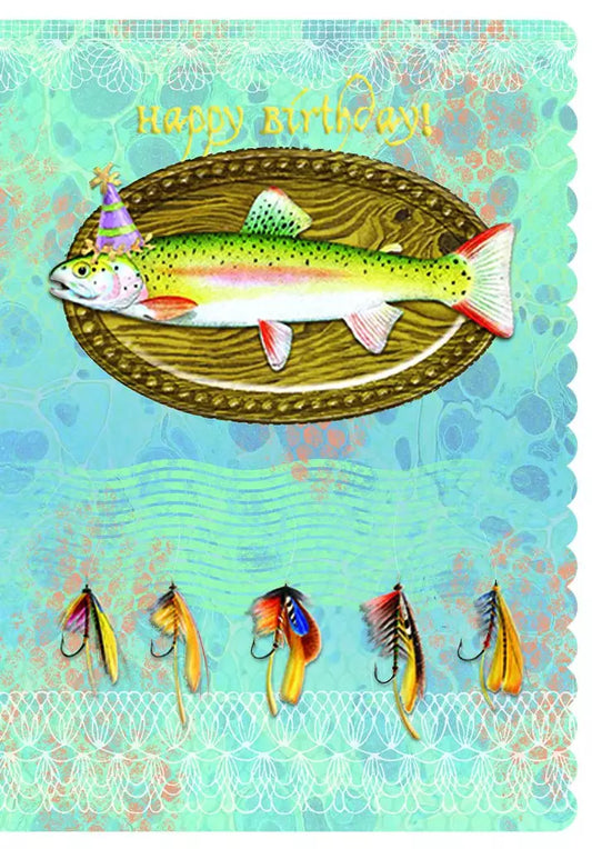 The Fish embossed die cut male birthday greeting card by Carol Wilson. Inside: Hope your birthday breaks the record for the Best Birthday ever! Retail $4.99  257929 CRGN4028