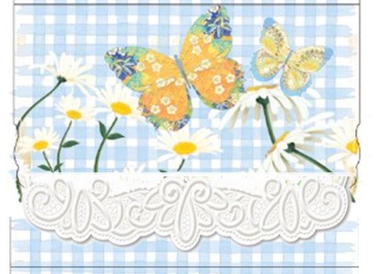 Blue Gingham Daisy Portfolio Boxed Note Cards by Carol Wilson. 10 embossed 4x5 Die-Cut Notecards and Matching Envelopes in Decorative Gift Box with Magnetic Flap. NCP2024