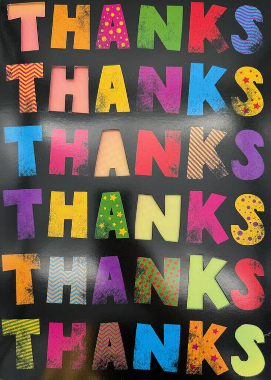 DIECUT THANKS ON BLACK 10x14 Giant Greeting Card | 5638 | 258044