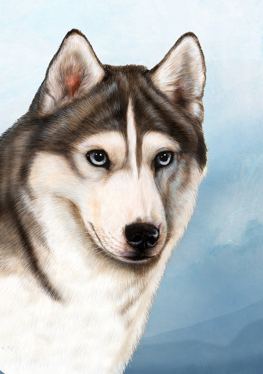 Tamara Burnett Siberian Husky Dog 5x7 Blank Greeting Card 259240
