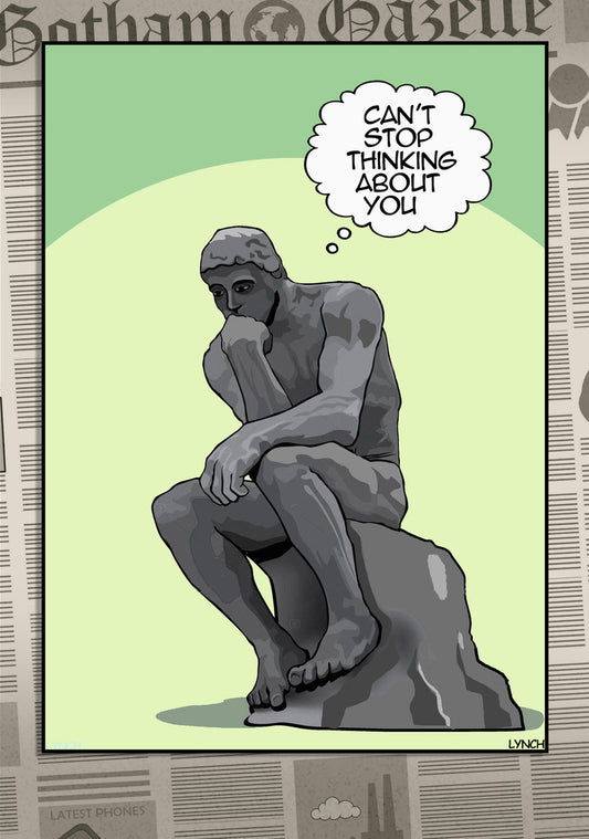 Mark Lynch Statue Man Thinking About You Funny Greeting Card 5x7 | 1134 | 259300