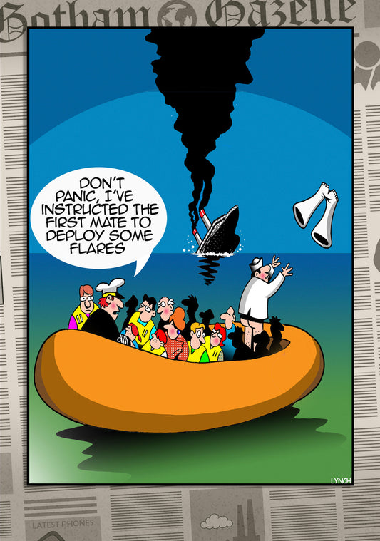 Mark Lynch Ship Wreck Survivor Lifeboat Flare Pants Funny Birthday Greeting Card 5x7 | 1148 | 259314