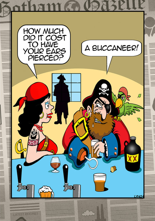 Mark Lynch Buccaneer Pirate Hand Hook Drinking Alcohol Funny Birthday Greeting Card 5x7 | 1161 | 259327