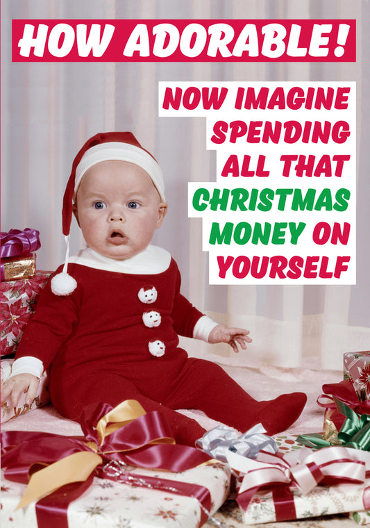 Dean Morris How Adorable Baby Santa Funny Christmas Greeting Card 5x7 DMX203 | 259862