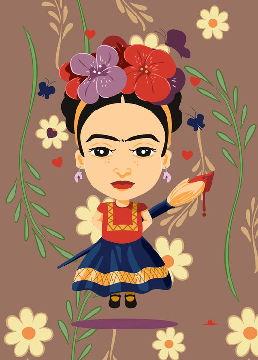 Frida Kahlo Doll Premium Felt Paper Blank Greeting Card 5x7 | 1004 | 260109