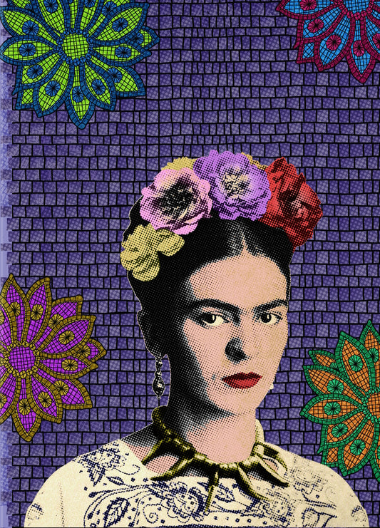 Frida Kahlo Purple Mosaic Premium Felt Paper Blank Greeting Card 5x7 | 1008 | 260113