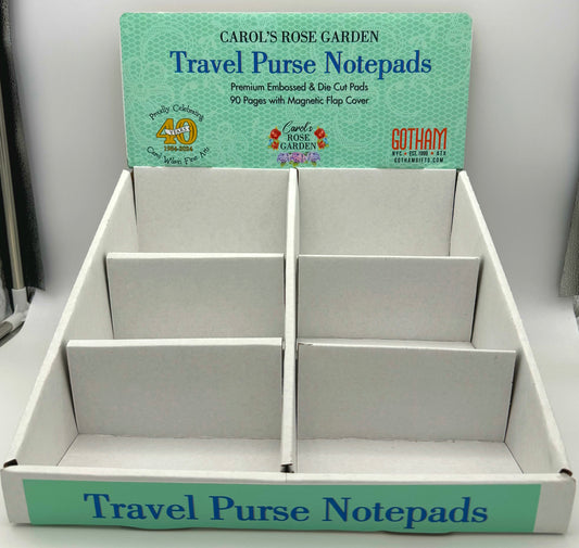 Counter Top Display Travel Purse Pad EMB 6 Compartment 72 Unit Capacity White Kraft Cardboard 260165 | GrantDisplay1EMB | 260165