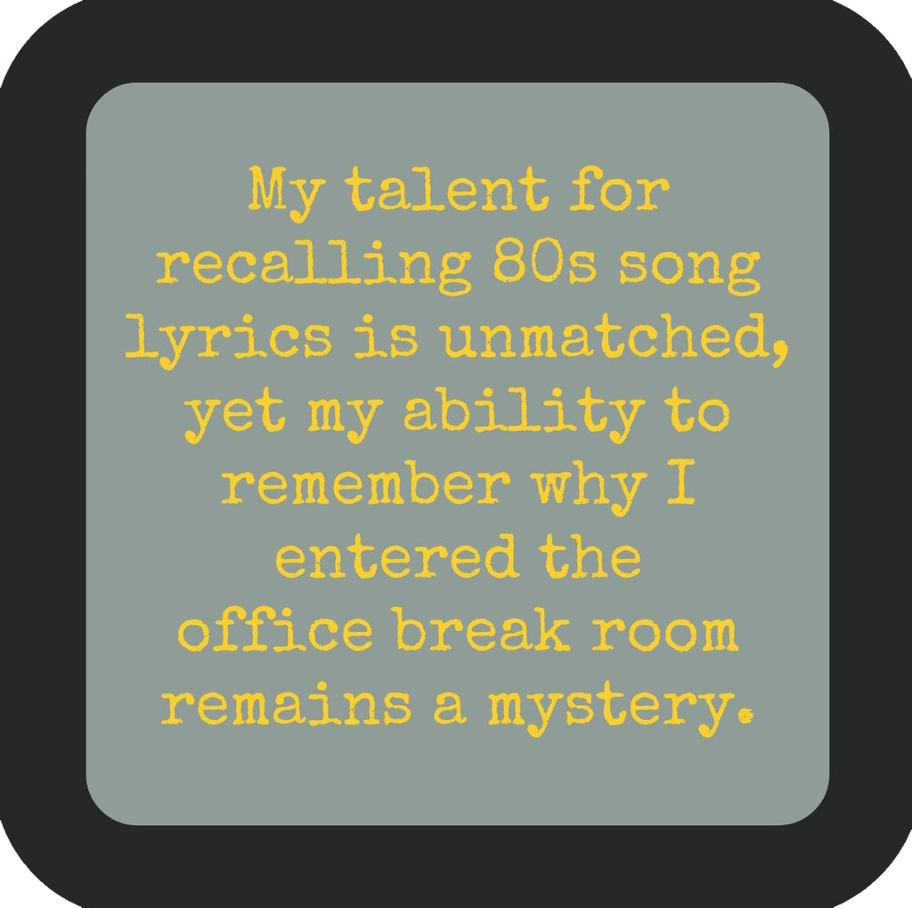 80s Song Lyrics Premium Drink Coaster Resin With Cork Backing | 58493 | 260168 260168