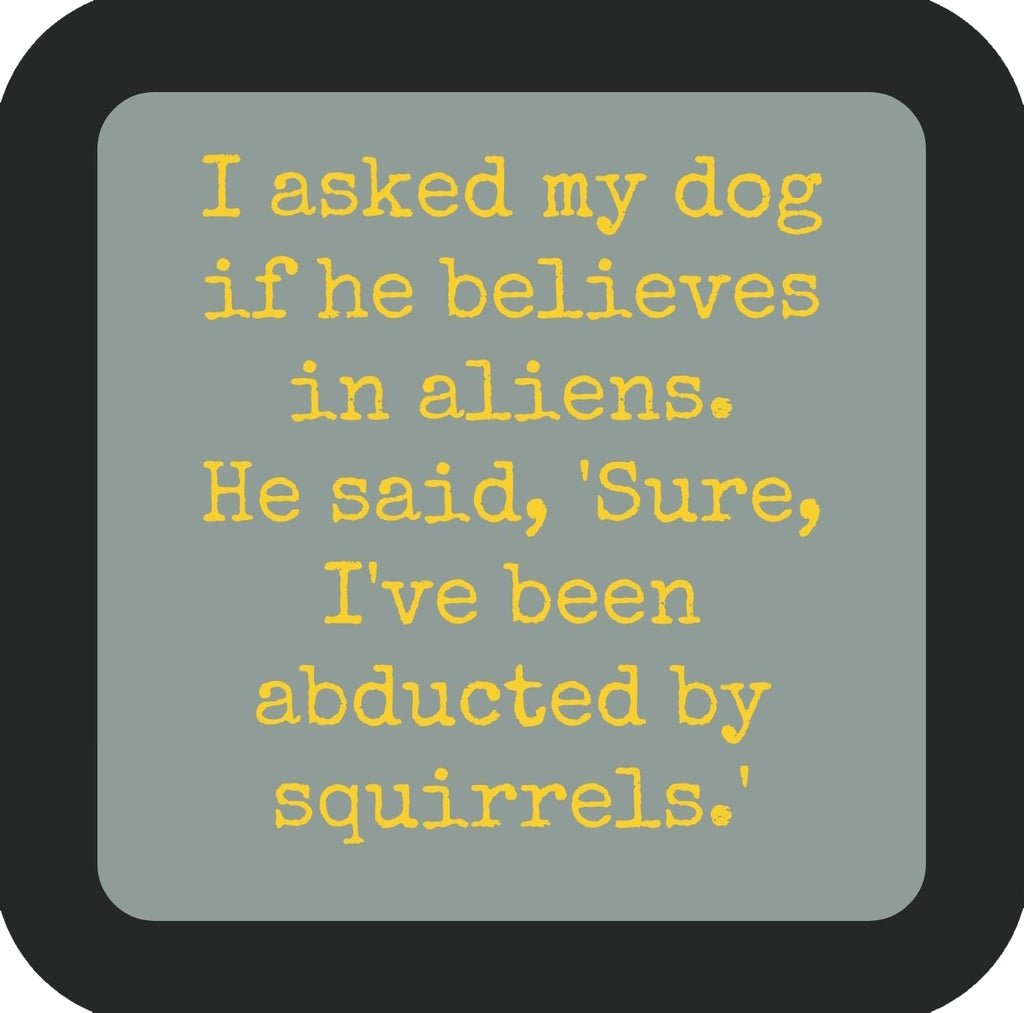 Dog Abducted By Squirrels Premium Drink Coaster Resin With Cork Backing | 58495 | 260170 260170