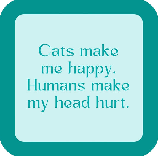 Cats Make Me Happy Premium Drink Coaster Resin With Cork Backing | 58510 | 260185 260185
